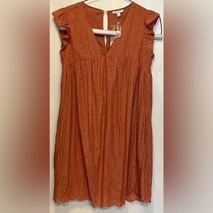 NWT Blu Pepper Sz M eyelet mini dress with ruffled sleeves